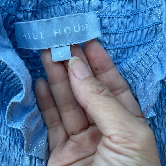 Hill House Nesli Nap Dress in Light Blue Glitter Check Large - Picture 5 of 6